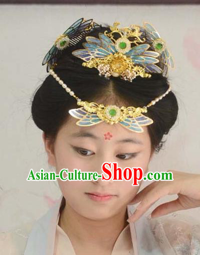 Traditional China Ancient Princess Hair Comb Wedding Hair Ornament Handmade Hairpins Full Set Traditional China Ancient Princess Hair Comb Wedding Hair Ornament Handmade Hairpins Full Set