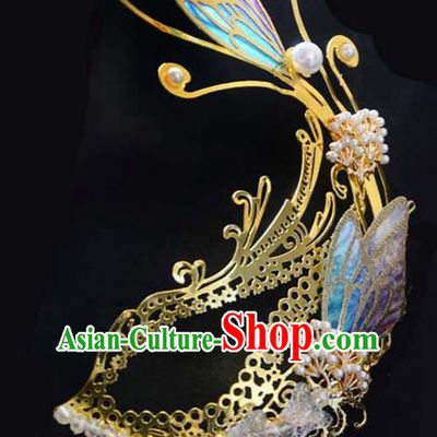 China Traditional Drama Princess Accessories Ancient Female Swordsman Purple Butterfly Face Mask
