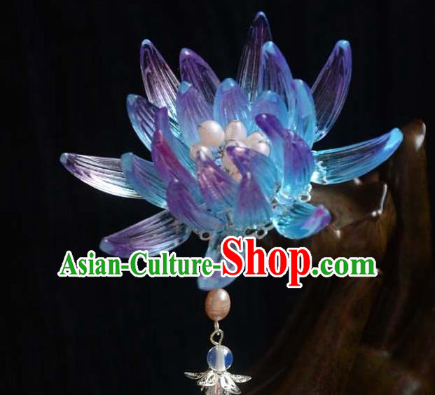 Chinese Ancient Empress Blue Epiphyllum Hairpin Traditional Hair Accessories Hanfu Hair Stick Chinese Ancient Empress Blue Epiphyllum Hairpin Traditional Hair Accessories Hanfu Hair Stick
