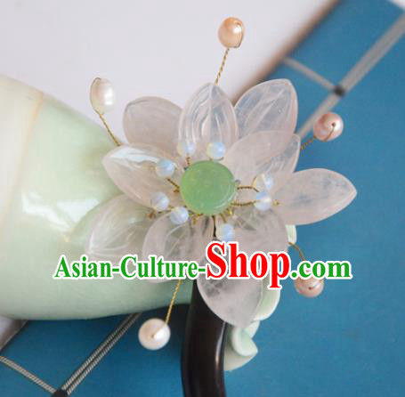 Chinese Ancient Princess Pink Lotus Hairpin Traditional Hair Accessories Hanfu Ebony Hair Stick Chinese Ancient Princess Pink Lotus Hairpin Traditional Hair Accessories Hanfu Ebony Hair Stick