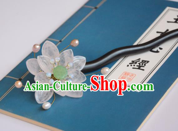 Chinese Ancient Princess Pink Lotus Hairpin Traditional Hair Accessories Hanfu Ebony Hair Stick Chinese Ancient Princess Pink Lotus Hairpin Traditional Hair Accessories Hanfu Ebony Hair Stick