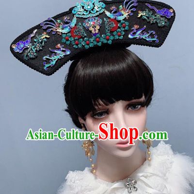 China Traditional Drama Qing Dynasty Court Cloisonne Phoenix Coronet Ancient Imperial Consort Hair Accessories