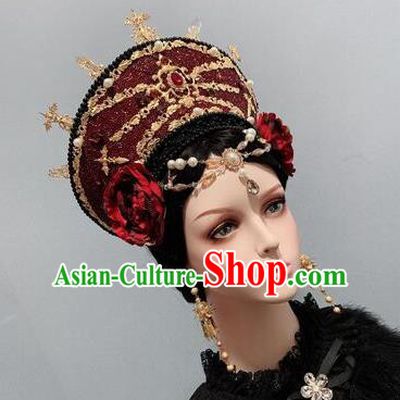 Handmade Baroque Queen Hat Hair Accessories Cosplay Goddess Headwear Europe Wedding Royal Crown