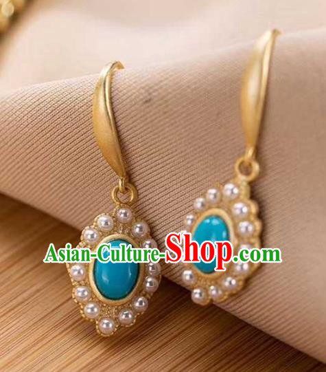 Handmade Chinese Cheongsam Pearls Earrings Jewelry Traditional Kallaite Ear Accessories Handmade Chinese Cheongsam Pearls Earrings Jewelry Traditional Kallaite Ear Accessories