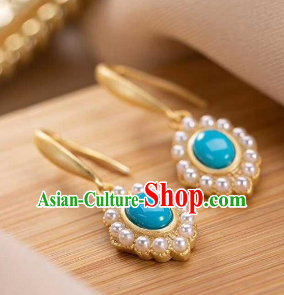 Handmade Chinese Cheongsam Pearls Earrings Jewelry Traditional Kallaite Ear Accessories Handmade Chinese Cheongsam Pearls Earrings Jewelry Traditional Kallaite Ear Accessories