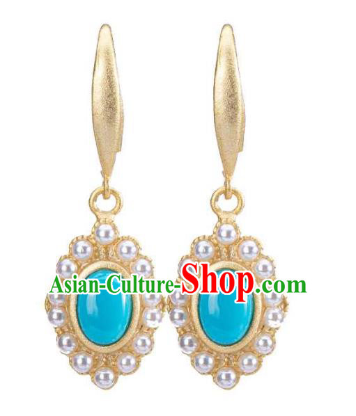 Handmade Chinese Cheongsam Pearls Earrings Jewelry Traditional Kallaite Ear Accessories Handmade Chinese Cheongsam Pearls Earrings Jewelry Traditional Kallaite Ear Accessories