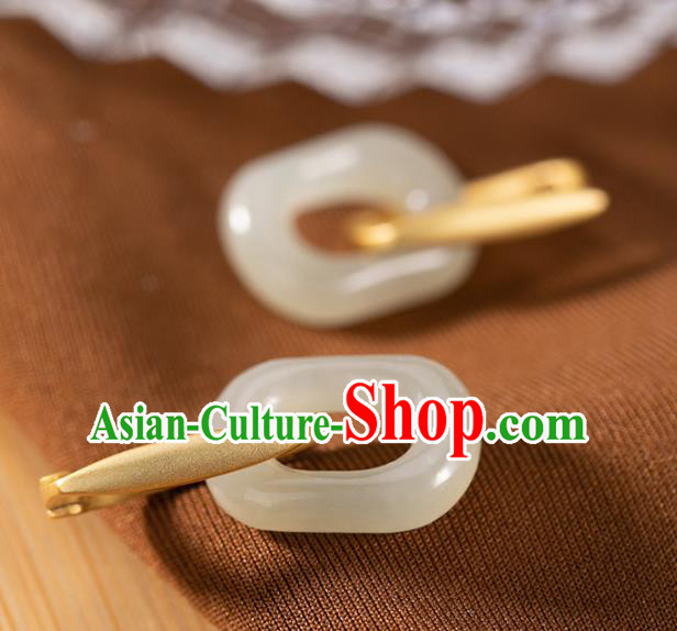 Handmade Chinese Traditional Jade Ear Accessories Classical Cheongsam Earrings Jewelry Handmade Chinese Traditional Jade Ear Accessories Classical Cheongsam Earrings Jewelry