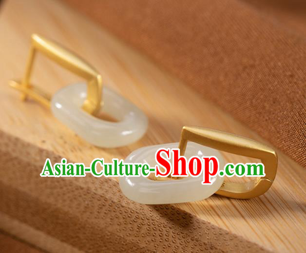 Handmade Chinese Traditional Jade Ear Accessories Classical Cheongsam Earrings Jewelry Handmade Chinese Traditional Jade Ear Accessories Classical Cheongsam Earrings Jewelry