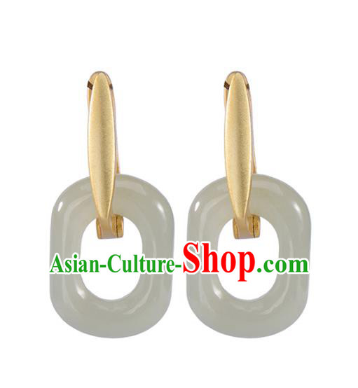 Handmade Chinese Traditional Jade Ear Accessories Classical Cheongsam Earrings Jewelry Handmade Chinese Traditional Jade Ear Accessories Classical Cheongsam Earrings Jewelry