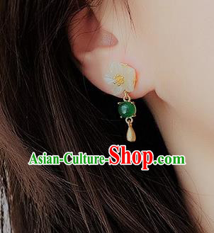 Handmade Chinese Traditional White Jade Plum Blossom Ear Accessories Classical Cheongsam Earrings Jewelry Handmade Chinese Traditional White Jade Plum Blossom Ear Accessories Classical Cheongsam Earrings Jewelry