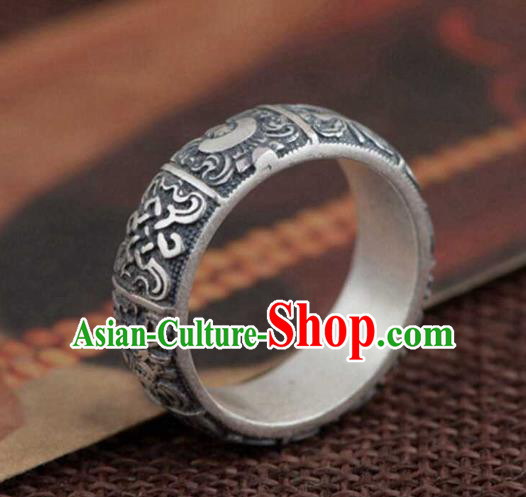 China Traditional Handmade Carving Silver Bracelet National Bangle Accessories China Traditional Handmade Carving Silver Bracelet National Bangle Accessories