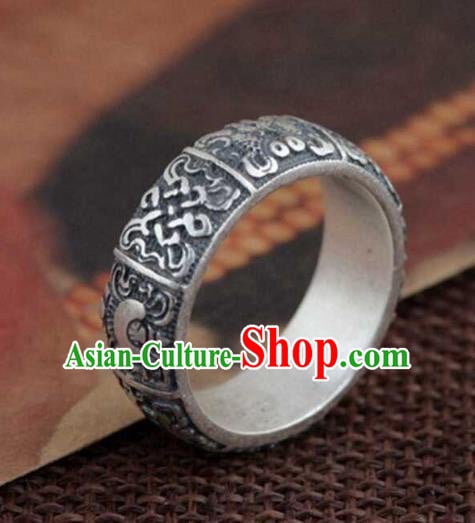 China Traditional Handmade Carving Silver Bracelet National Bangle Accessories China Traditional Handmade Carving Silver Bracelet National Bangle Accessories