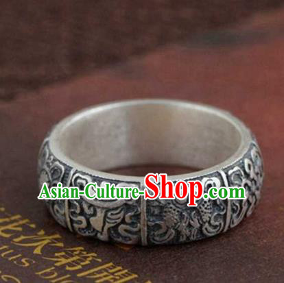 China Traditional Handmade Carving Silver Bracelet National Bangle Accessories China Traditional Handmade Carving Silver Bracelet National Bangle Accessories