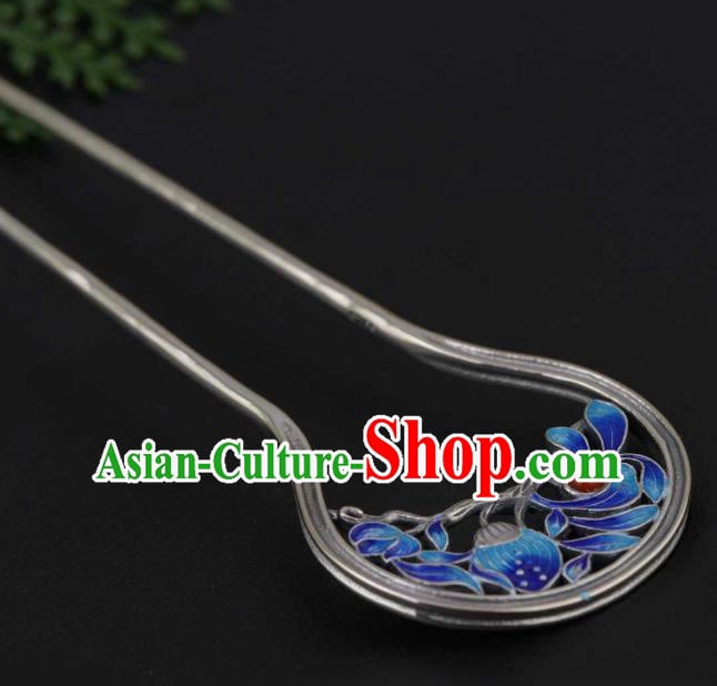 China Ancient Princess Cloisonne Hairpin Traditional National Silver Hair Stick Handmade Hair Accessories China Ancient Princess Cloisonne Hairpin Traditional National Silver Hair Stick Handmade Hair Accessories