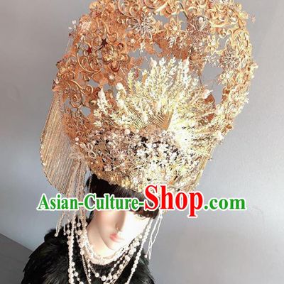 Handmade Chinese Ancient Bride Wedding Deluxe Phoenix Coronet Traditional Xiuhe Suit Hair Accessories