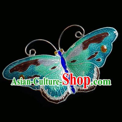 China Jewelry Accessories Ancient Court Queen Breastpin Traditional Qing Dynasty Enamel Butterfly Brooch