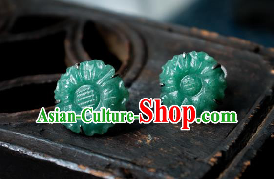 China Handmade Jade Ear Accessories National Earrings Traditional Ear Stud Jewelry China Handmade Jade Ear Accessories National Earrings Traditional Ear Stud Jewelry