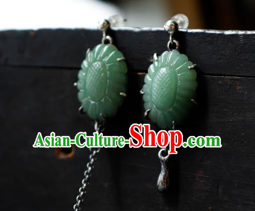 China Traditional Ear Stud Jewelry National Earrings Handmade Green Jade Ear Accessories China Traditional Ear Stud Jewelry National Earrings Handmade Green Jade Ear Accessories