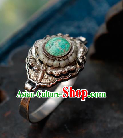 Chinese Handmade Beads Bracelet Accessories Traditional Silver Carving Butterfly Jewelry