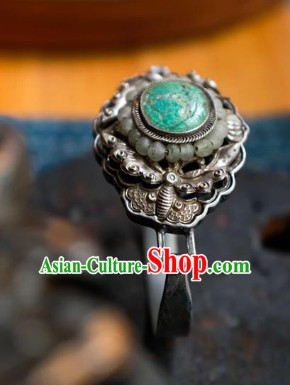 Chinese Handmade Beads Bracelet Accessories Traditional Silver Carving Butterfly Jewelry