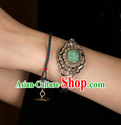 Chinese Handmade Beads Bracelet Accessories Traditional Silver Carving Butterfly Jewelry