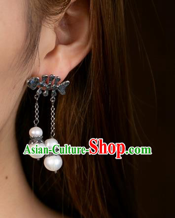 China Traditional Silver Jewelry National Fishbone Earrings Handmade Ear Accessories China Traditional Silver Jewelry National Fishbone Earrings Handmade Ear Accessories