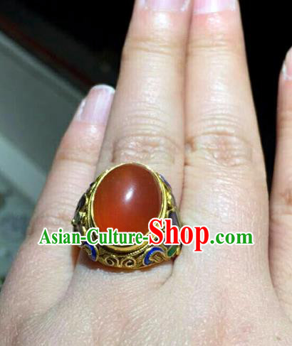 China Ancient Court Queen Agate Ring Traditional Qing Dynasty Cloisonne Jewelry Accessories China Ancient Court Queen Agate Ring Traditional Qing Dynasty Cloisonne Jewelry Accessories