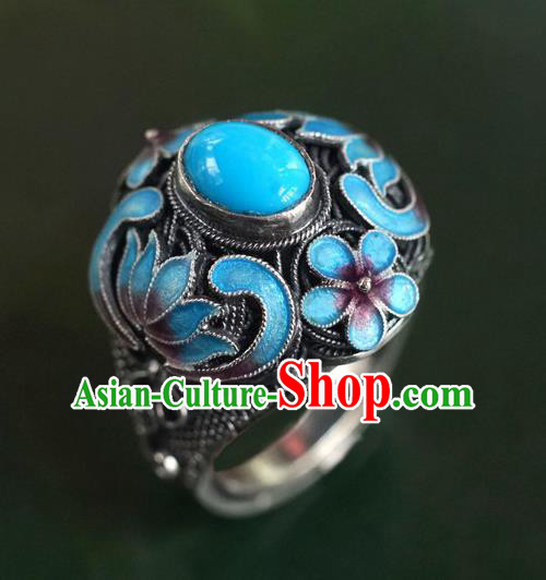 China Traditional Qing Dynasty Queen Cloisonne Ring Accessories Ancient Court Kallaite Jewelry China Traditional Qing Dynasty Queen Cloisonne Ring Accessories Ancient Court Kallaite Jewelry