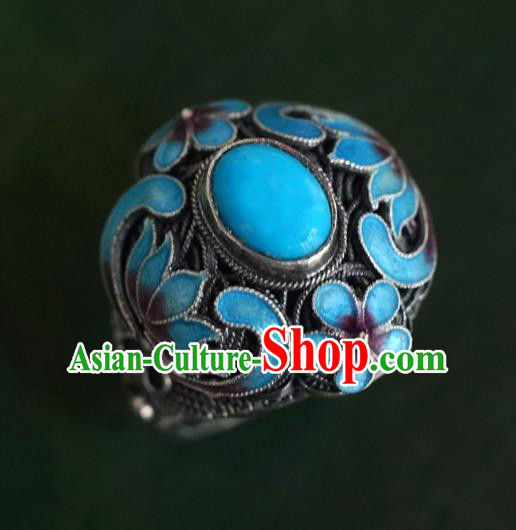 China Traditional Qing Dynasty Queen Cloisonne Ring Accessories Ancient Court Kallaite Jewelry China Traditional Qing Dynasty Queen Cloisonne Ring Accessories Ancient Court Kallaite Jewelry