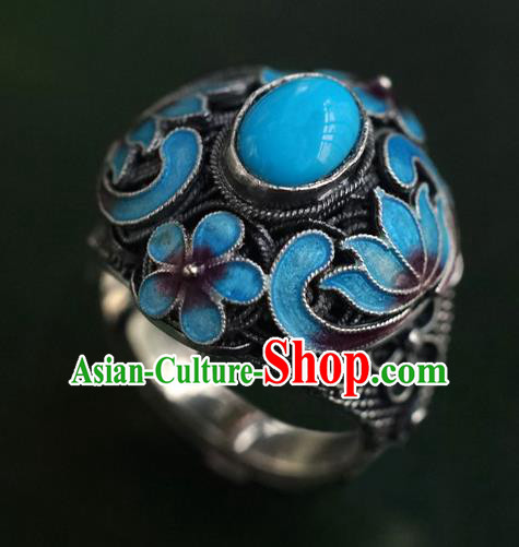 China Traditional Qing Dynasty Queen Cloisonne Ring Accessories Ancient Court Kallaite Jewelry China Traditional Qing Dynasty Queen Cloisonne Ring Accessories Ancient Court Kallaite Jewelry