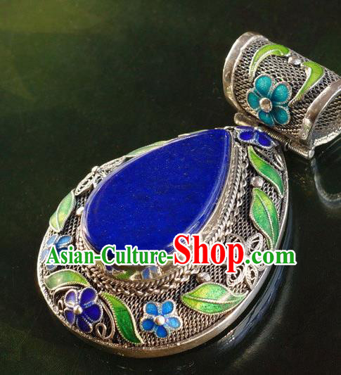 China Traditional Handmade Cloisonne Plum Necklace Pendant National Lapis Jewelry Accessories China Traditional Handmade Cloisonne Plum Necklace Pendant National Lapis Jewelry Accessories