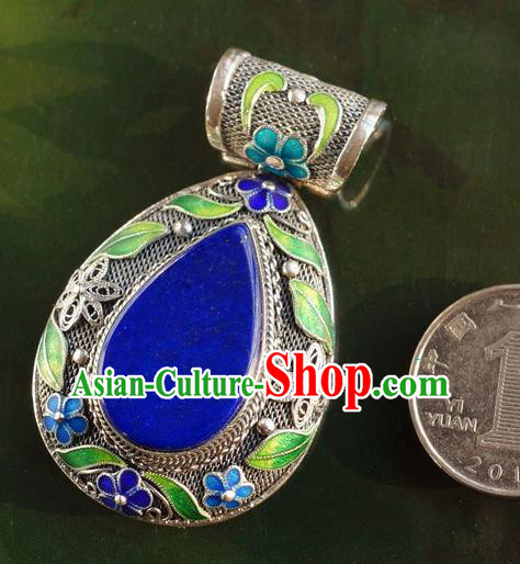 China Traditional Handmade Cloisonne Plum Necklace Pendant National Lapis Jewelry Accessories China Traditional Handmade Cloisonne Plum Necklace Pendant National Lapis Jewelry Accessories