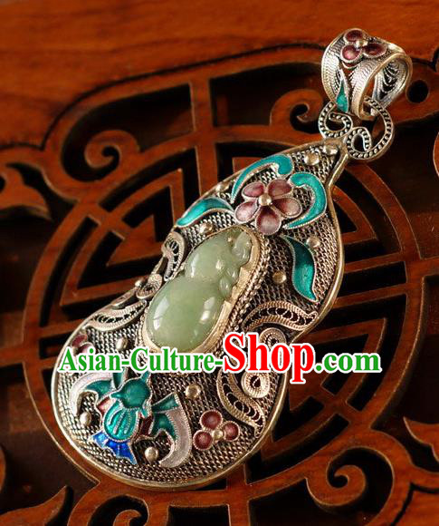 China Traditional National Jade Gourd Silver Jewelry Accessories Handmade Cloisonne Bat Necklace Pendant China Traditional National Jade Gourd Silver Jewelry Accessories Handmade Cloisonne Bat Necklace Pendant