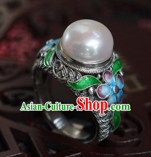 China Traditional Qing Dynasty Pearl Ring Accessories Ancient Court Woman Silver Circlet Jewelry China Traditional Qing Dynasty Pearl Ring Accessories Ancient Court Woman Silver Circlet Jewelry