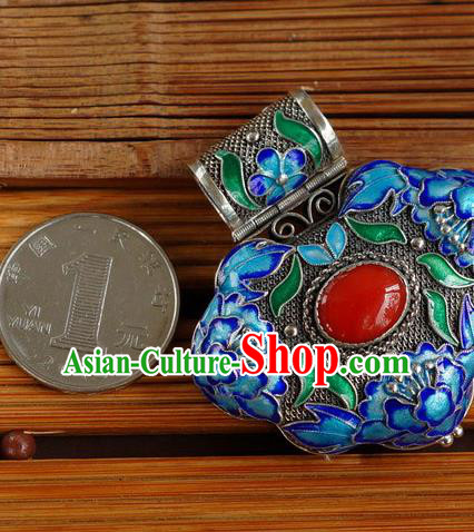 China Handmade Cloisonne Peony Necklace Pendant National Silver Sachet Jewelry Traditional Ruby Accessories China Handmade Cloisonne Peony Necklace Pendant National Silver Sachet Jewelry Traditional Ruby Accessories