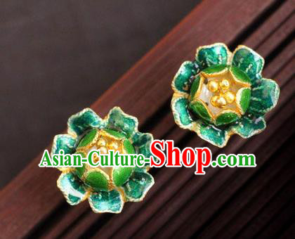 Handmade Enamel Green Peony Earrings Chinese Cheongsam Ear Accessories Traditional Jewelry Handmade Enamel Green Peony Earrings Chinese Cheongsam Ear Accessories Traditional Jewelry