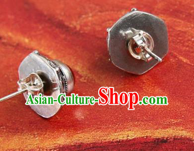 Handmade Silver Earrings Chinese Cheongsam Ear Accessories Traditional Carnelian Jewelry