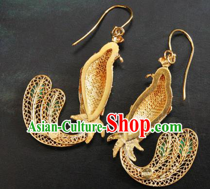 Handmade Cloisonne Phoenix Earrings Chinese Cheongsam Ear Accessories Traditional Kallaite Jewelry Handmade Cloisonne Phoenix Earrings Chinese Cheongsam Ear Accessories Traditional Kallaite Jewelry
