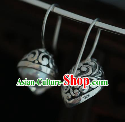 Handmade Chinese Traditional Silver Earrings Jewelry Cheongsam Pearl Ear Accessories Handmade Chinese Traditional Silver Earrings Jewelry Cheongsam Pearl Ear Accessories