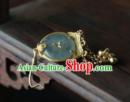Handmade Chinese Traditional Golden Bells Tassel Earrings Jewelry Cheongsam Jade Ear Accessories Handmade Chinese Traditional Golden Bells Tassel Earrings Jewelry Cheongsam Jade Ear Accessories