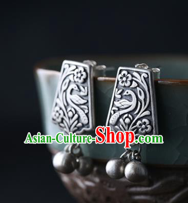 Handmade Chinese Cheongsam Jewelry Ear Accessories Traditional Silver Carving Earrings Handmade Chinese Cheongsam Jewelry Ear Accessories Traditional Silver Carving Earrings