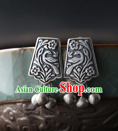 Handmade Chinese Cheongsam Jewelry Ear Accessories Traditional Silver Carving Earrings Handmade Chinese Cheongsam Jewelry Ear Accessories Traditional Silver Carving Earrings