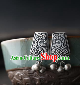 Handmade Chinese Cheongsam Jewelry Ear Accessories Traditional Silver Carving Earrings Handmade Chinese Cheongsam Jewelry Ear Accessories Traditional Silver Carving Earrings