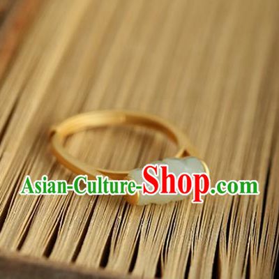 China Handmade Jade Bead Ring Traditional Jewelry Accessories Golden Circlet