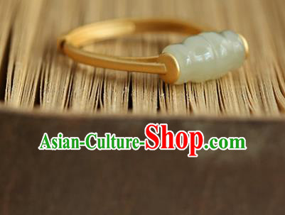 China Handmade Jade Bead Ring Traditional Jewelry Accessories Golden Circlet China Handmade Jade Bead Ring Traditional Jewelry Accessories Golden Circlet