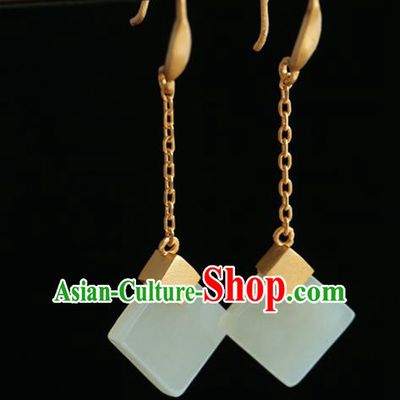 Handmade Chinese Jade Ear Accessories Traditional Cheongsam Earrings Jewelry