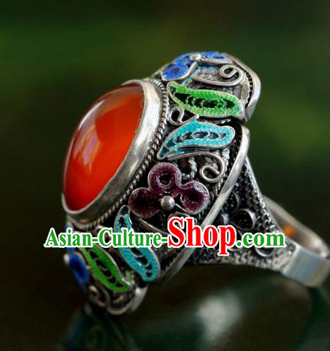 China Traditional Silver Circlet Jewelry Qing Dynasty Agate Ring Ancient Court Woman Accessories China Traditional Silver Circlet Jewelry Qing Dynasty Agate Ring Ancient Court Woman Accessories