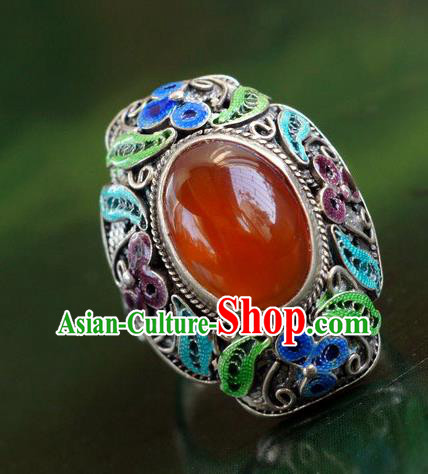 China Traditional Silver Circlet Jewelry Qing Dynasty Agate Ring Ancient Court Woman Accessories China Traditional Silver Circlet Jewelry Qing Dynasty Agate Ring Ancient Court Woman Accessories