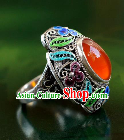 China Traditional Silver Circlet Jewelry Qing Dynasty Agate Ring Ancient Court Woman Accessories China Traditional Silver Circlet Jewelry Qing Dynasty Agate Ring Ancient Court Woman Accessories