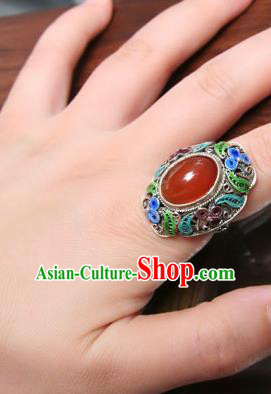 China Traditional Silver Circlet Jewelry Qing Dynasty Agate Ring Ancient Court Woman Accessories China Traditional Silver Circlet Jewelry Qing Dynasty Agate Ring Ancient Court Woman Accessories